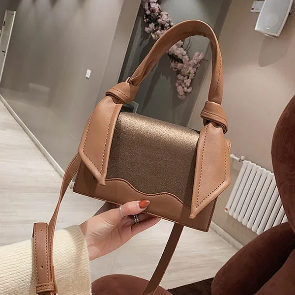 Fashion Contrast Color Knotted Shoulder Messenger Bag