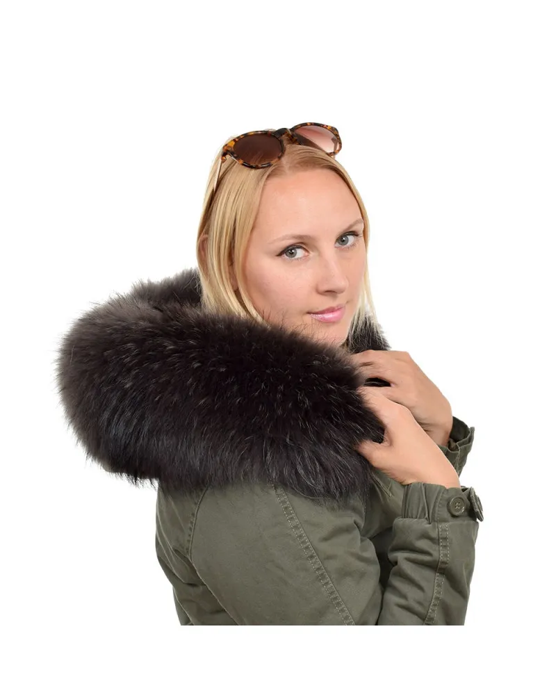 Fellkragen graphite Fell für Kapuze aus Finnraccoon (75cm)