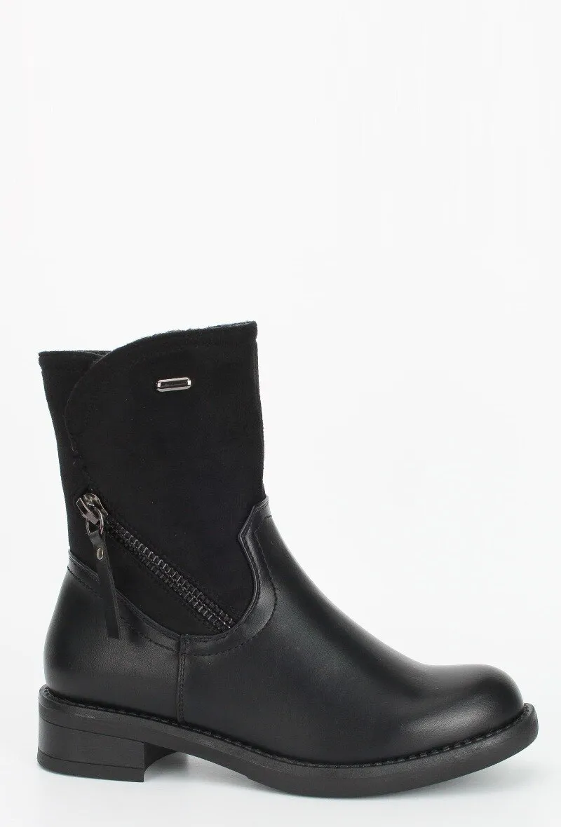 Flat furred ankle boots