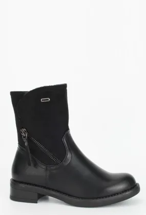 Flat furred ankle boots