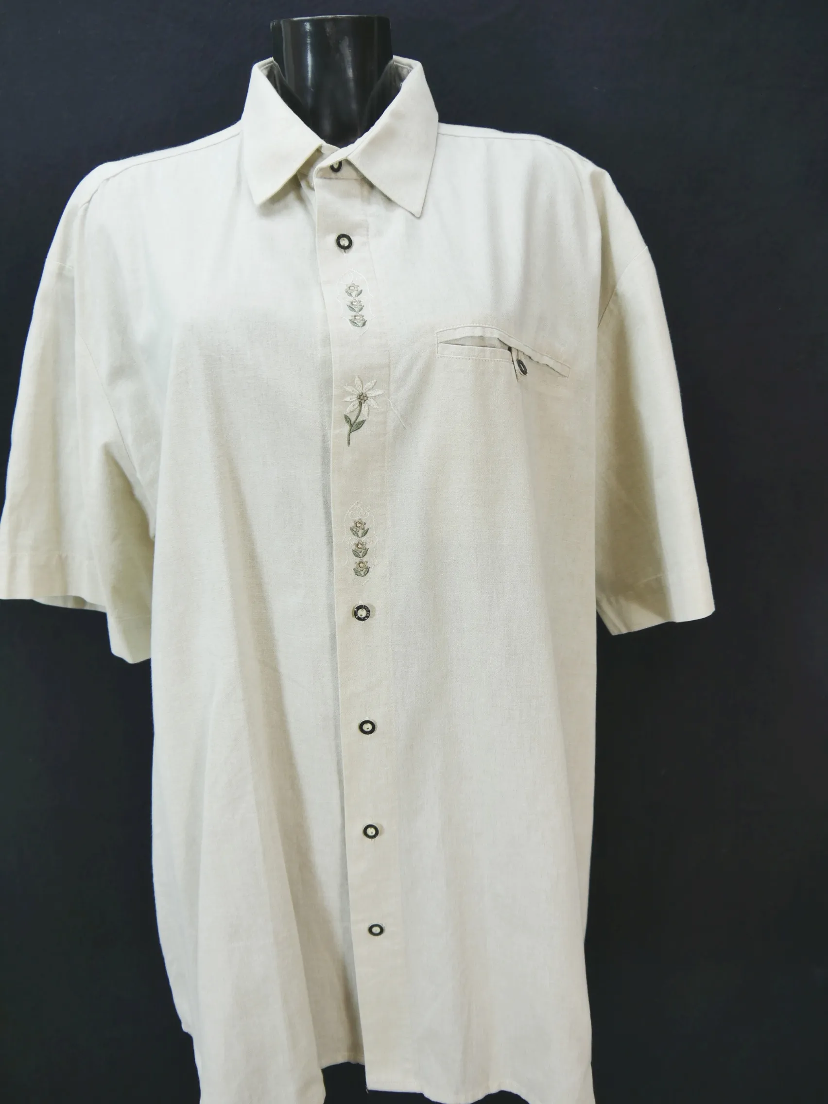 Gr.XXL Trachtenhemd Jupiter Style beige mit Edelweißstickerei prima Hemd TH2417