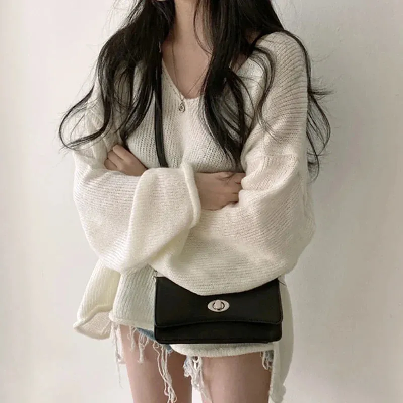 Heidi-Mode | Warmer Lockere V-Ausschnitt Pullover