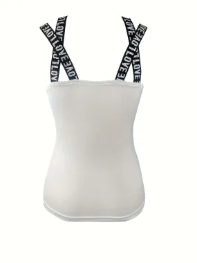 Heidi-Mode | Ärmelloses Tanktop mit Lettertape und Totenkopf-Print, Casuale Damenbekleidung
