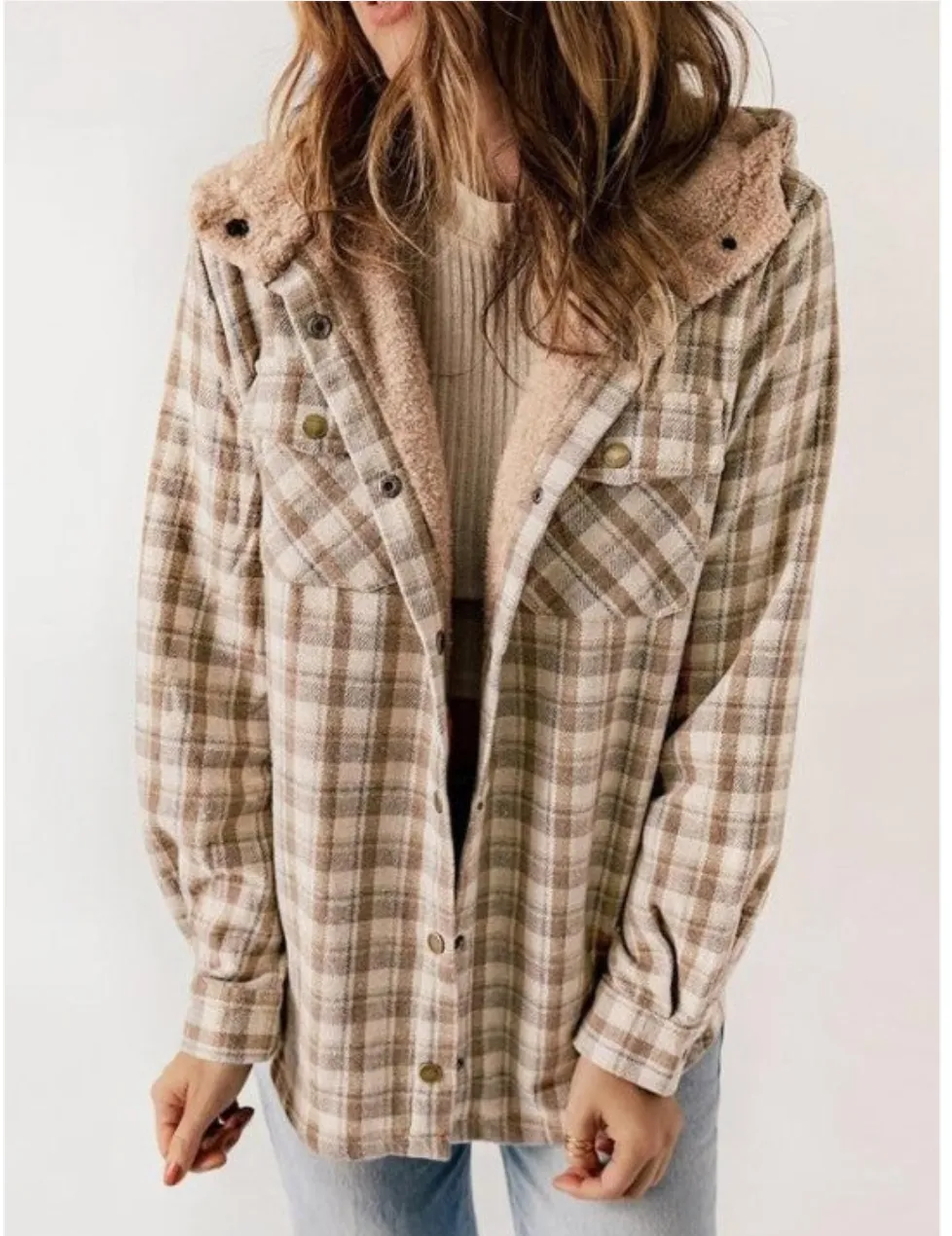 Heidi-Mode- Karierte Jacke mit Kapuze