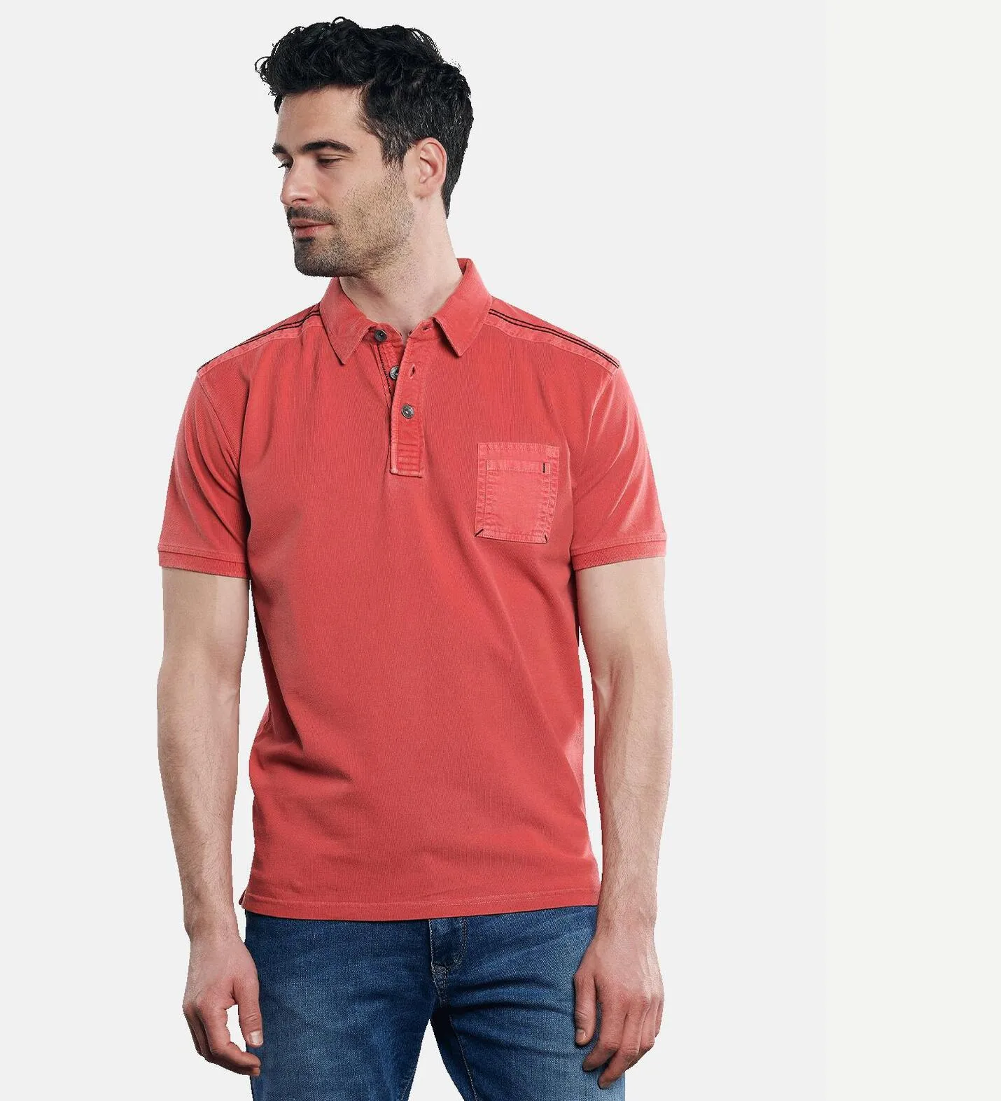 Herren engbers Poloshirt mit maskulinen Details in Rot kaufen 31524