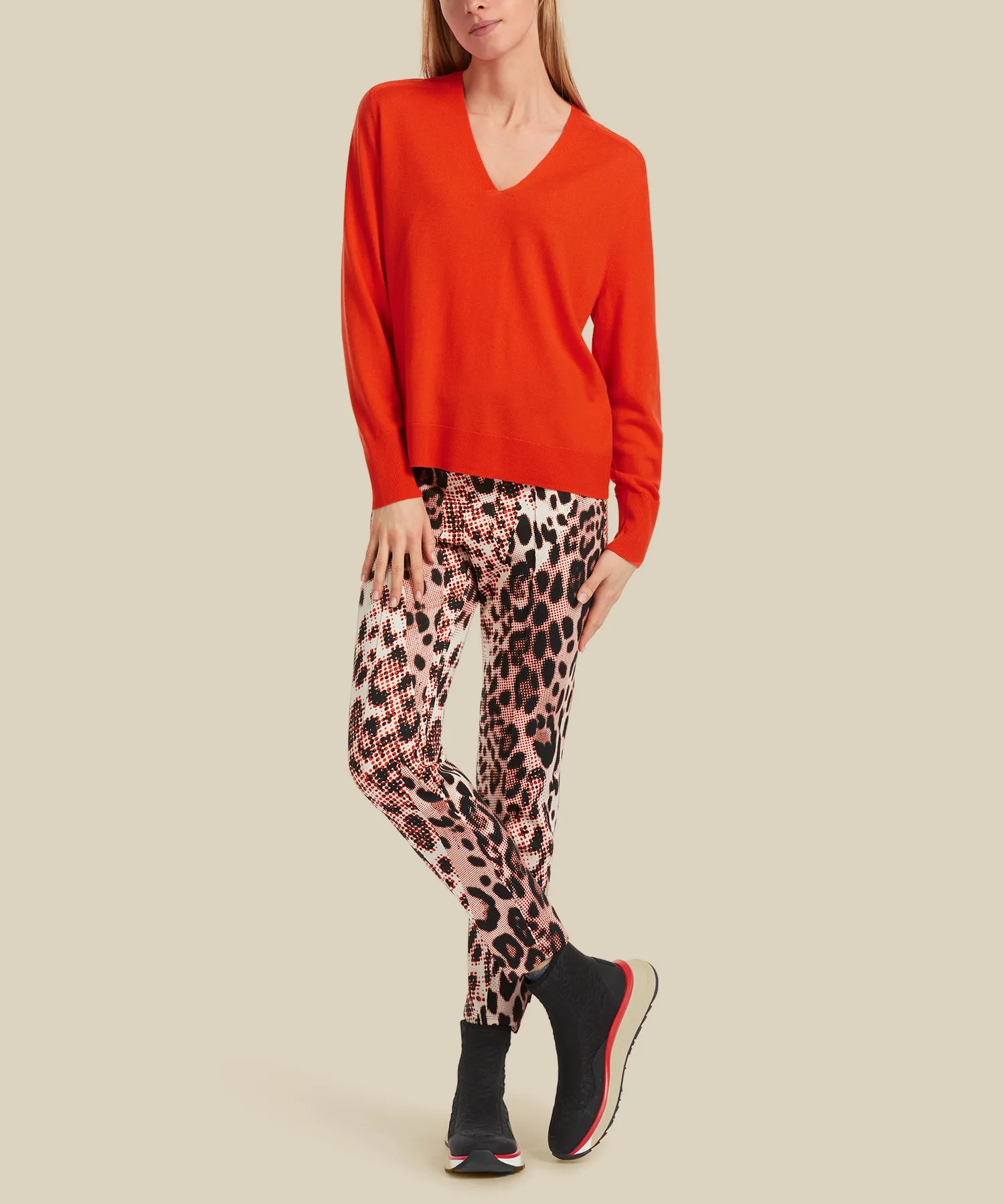 Marc Cain Sports Pullover aus kontrastreicher Wollmischung