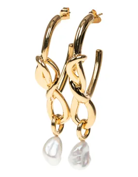 Missoma Knot Pearl Gold // 18 Karat Vergoldete Ohrringe mit Perlen-Details