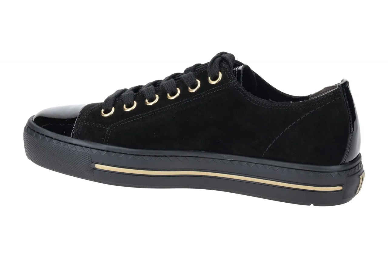 Paul Green Sneaker Schuhe schwarz Samt Lack 4977
