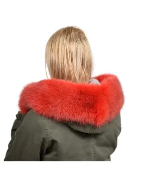 Pelzstreifen für Kapuze aus echtem rot Fuchsfell (68cm)