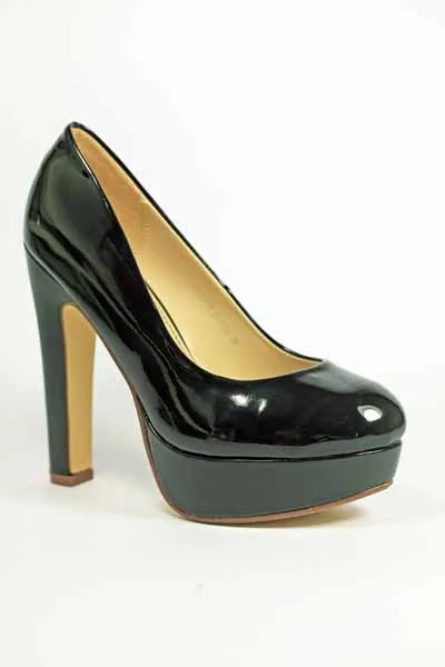 Plateau High Heels schwarz Lack