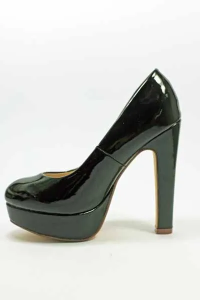 Plateau High Heels schwarz Lack