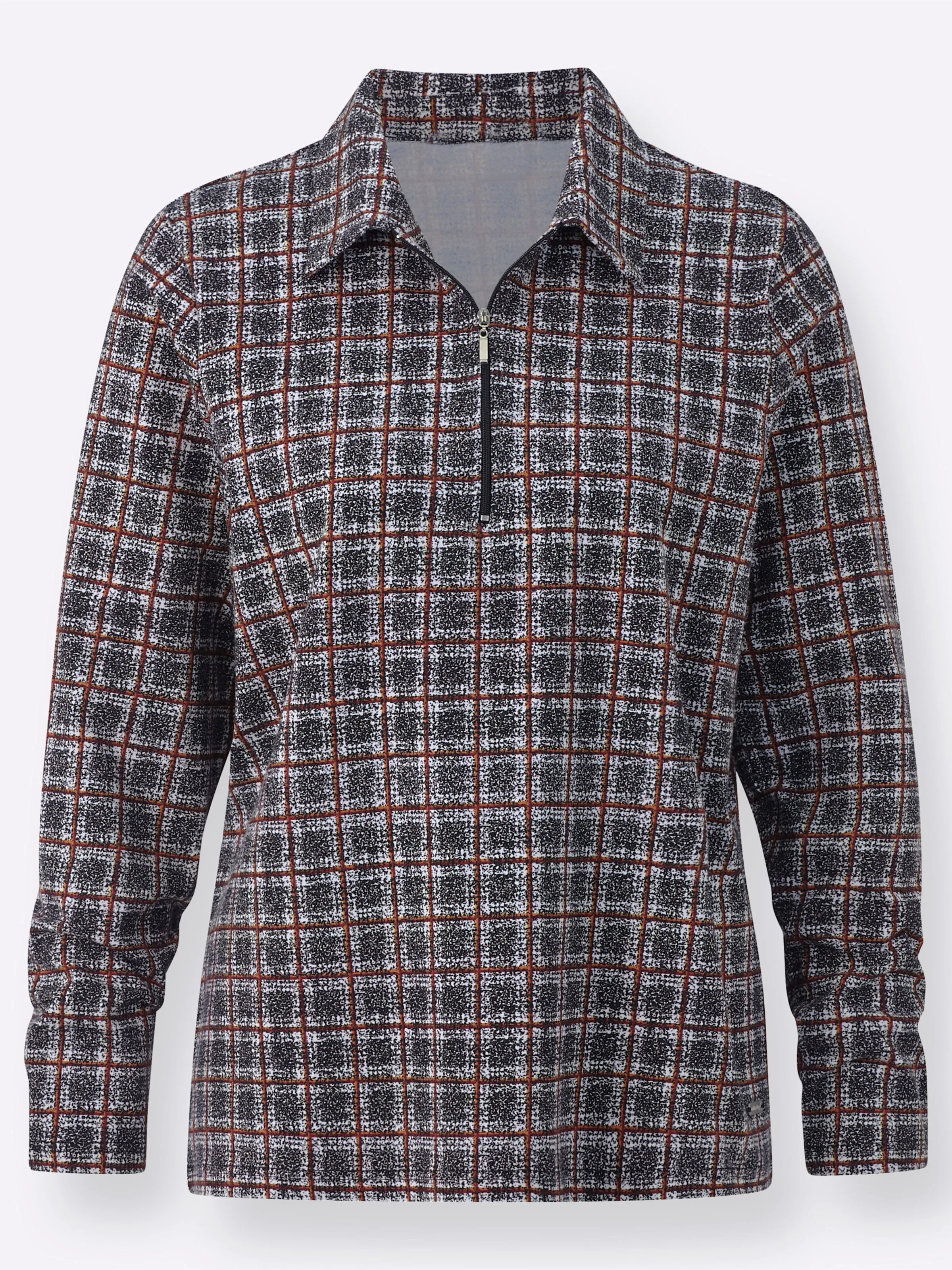 Poloshirt in schwarz-himbeere-kariert