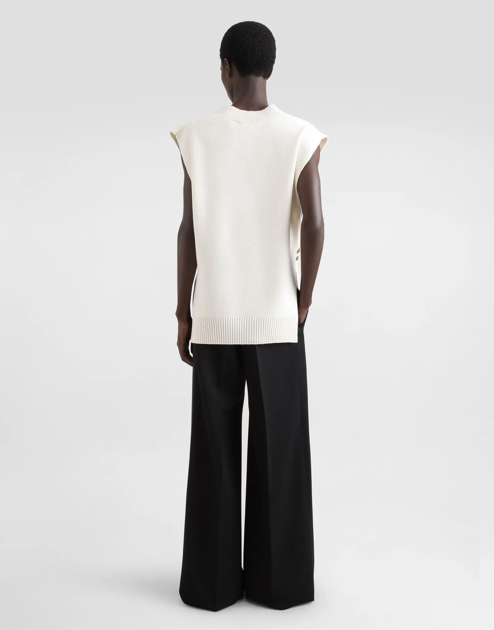 Pullover Dolce & Gabbana Wool V-Neck Vest With Embroidered Logo And Jeweled Buttons GXT29ZJCVWRW0111