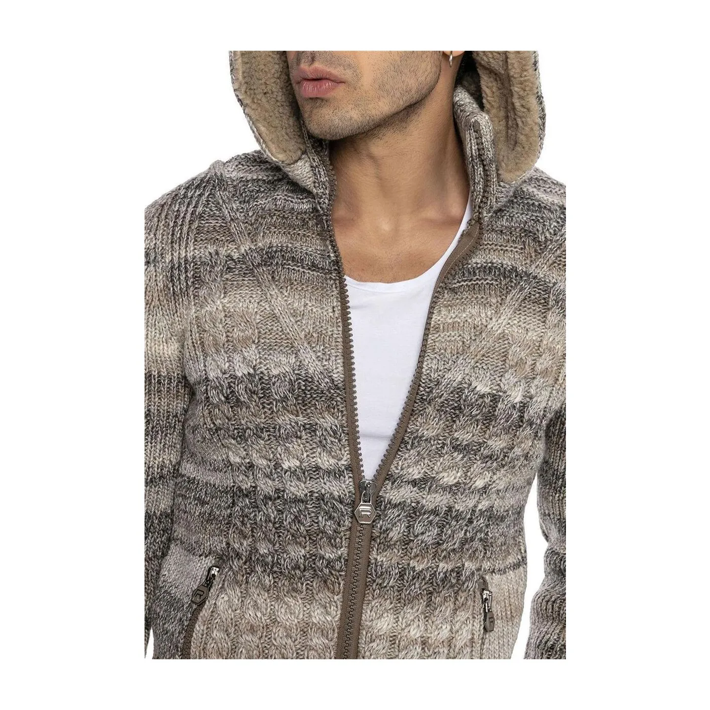 Red Bridge Herren Strickjacke Cardigan mit Stehkragen u Kapuze Venom