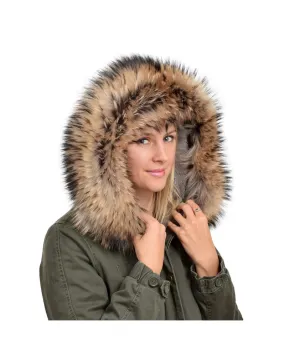 Schön Fell für Kapuze aus echtem Waschbär XXL (84cm)