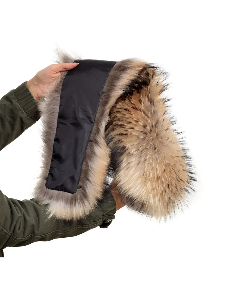 Schön Fell für Kapuze aus echtem Waschbär XXL (84cm)