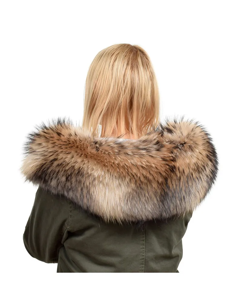 Schön Fell für Kapuze aus echtem Waschbär XXL (84cm)
