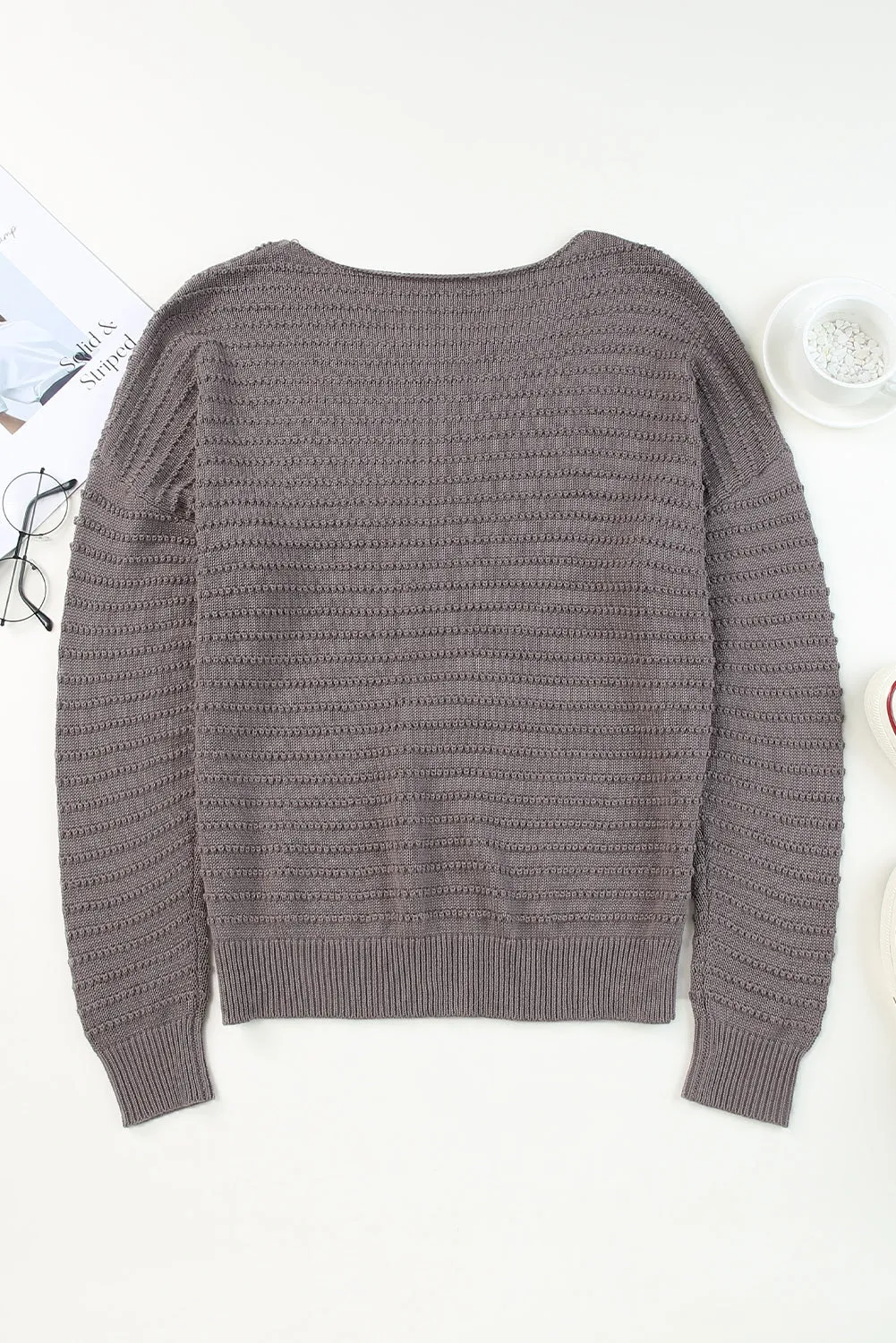 Strickpullover Mit Rundhalsausschnitt Und Dolman-Ärmeln