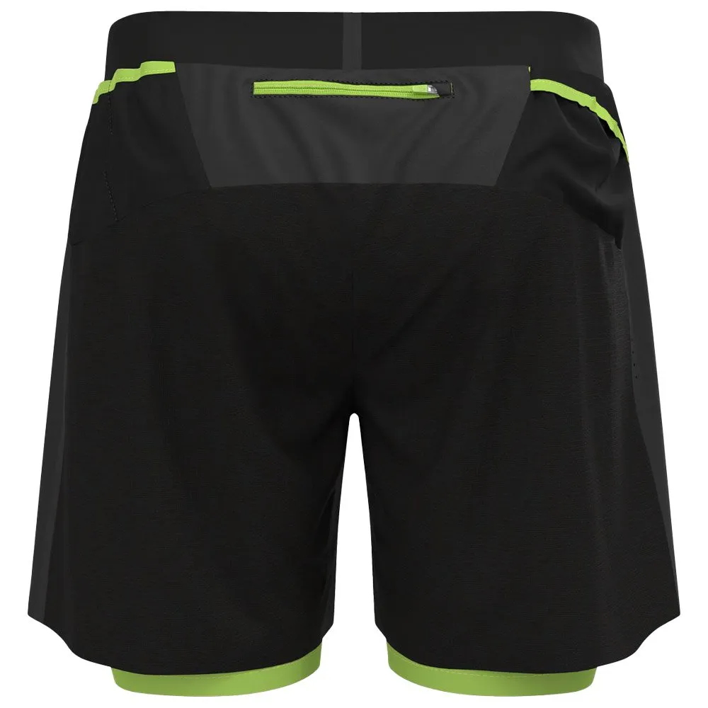 Trail-Shorts Odlo ---X-Alp Trail 6 Inch 2-In-1 Short Black Sharp Green
