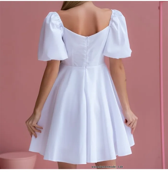 Weißes Mini Kleid Kurzarm Schulterfrei